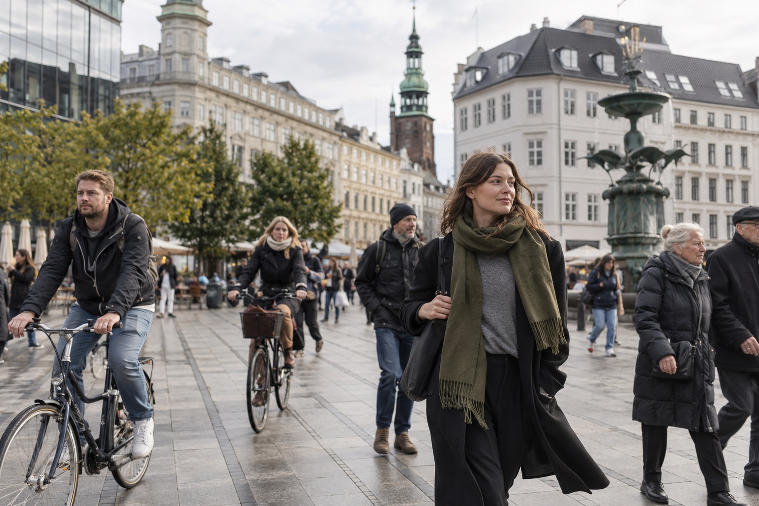 Mennesker på en dansk byplads